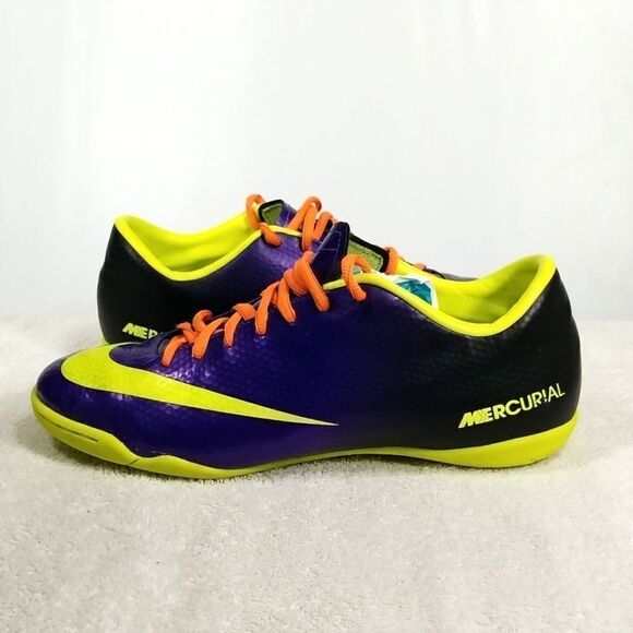 Nike Runners Men's Size 8 Mercurial Victory Indoor Purple Green Orange Athletic - Picture 1 of 9
